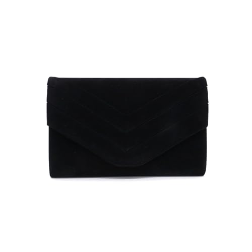 CORIOS Damen Abendtasche Samt Clutch Tasche Envelope Henkeltasche Hochzeit Brautbörse Elegante Schultertasche Retro Umhängetasche für Hochzeit Abschlussball Bankett-Party Schwarz von CORIOS