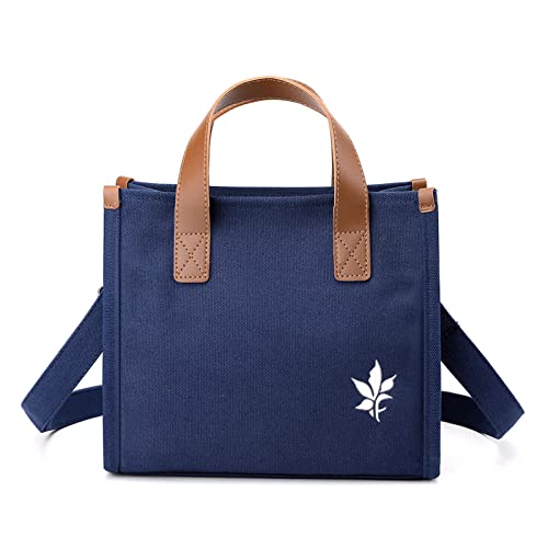 CORIOS Damen Canvas Handtasche Casual Umhängetasche Henkeltasche Multifunktionale Tragetasche Tote Beutel Henkeltaschen für Arbeit Schule Shopper Alltag Reise Dunkelblau von CORIOS