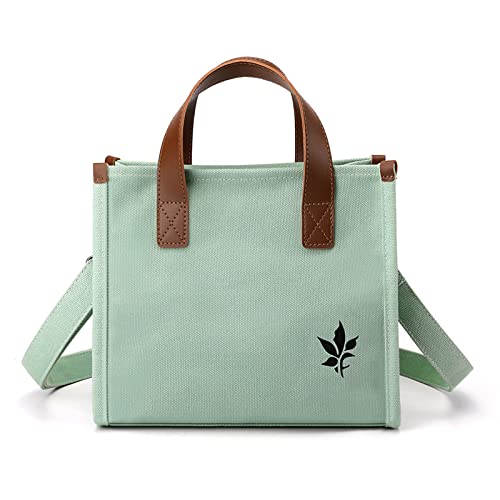 CORIOS Damen Canvas Handtasche Casual Umhängetasche Henkeltasche Multifunktionale Tragetasche Tote Beutel Henkeltaschen für Arbeit Schule Shopper Alltag Reise Hellgrün von CORIOS