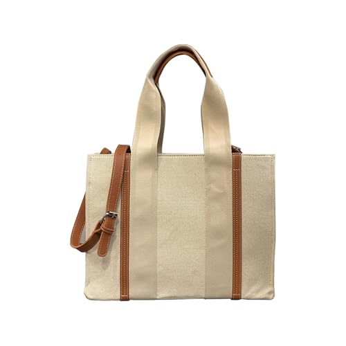 CORIOS Damen Canvas Handtasche Groß Schultertasche Casual Umhängetasche Henkeltaschen Multifunktionale Tote Beutel Arbeit Schule Shopper Reise Tragetasche Braun A von CORIOS