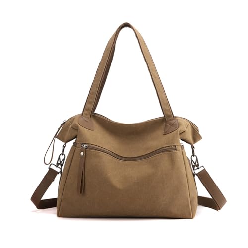 CORIOS Damen Canvas Handtasche Große Kapazität Schultertasche Casual Henkeltaschen Umhängetasche Multifunktionale Tote Beutel Arbeit Schule Shopper Reise Tragetasche Kaffee von CORIOS