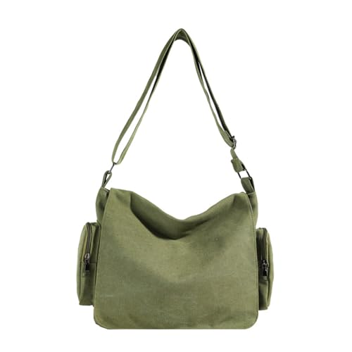 CORIOS Damen Canvas Handtasche Große Kapazität Schultertasche Multifunktionale Umhängetasche Casual Henkeltaschen Leichtgewicht Tragetasche Arbeit Reise Shopper Tote Beutel Grün von CORIOS