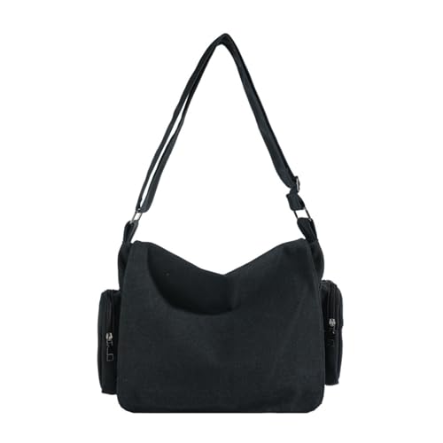 CORIOS Damen Canvas Handtasche Große Kapazität Schultertasche Multifunktionale Umhängetasche Casual Henkeltaschen Leichtgewicht Tragetasche Arbeit Reise Shopper Tote Beutel Schwarz von CORIOS