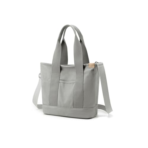 CORIOS Damen Canvas Umhängetasche Große Handtasche Casual Tragetasche Henkeltaschen mit Mehreren Taschen Leichtgewicht Schultertasche Multifunktionale Tote Beutel Grau von CORIOS
