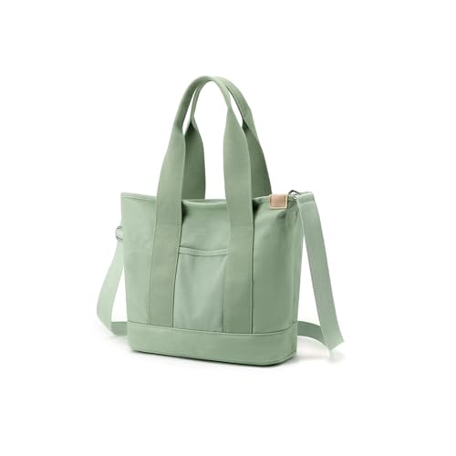 CORIOS Damen Canvas Umhängetasche Große Handtasche Casual Tragetasche Henkeltaschen mit Mehreren Taschen Leichtgewicht Schultertasche Multifunktionale Tote Beutel Grün von CORIOS