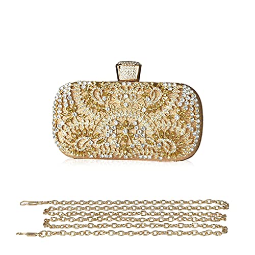 CORIOS Damen Clutch Diamant Strass Abendtasche Glitzer Handtasche Kleine Umhängetasche Abnehmbarer Kette Tasche Elegante Schultertasche für Hochzeit Party Abschlussball Gold von CORIOS