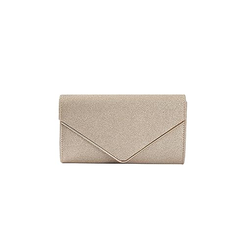 CORIOS Damen Clutch Glänzende Pailletten Abendtaschen Envelope Handtasche Hochzeit Brautbörse Schultertasche mit Abnehmbarer Kette Elegante Umhängetasche Gold von CORIOS