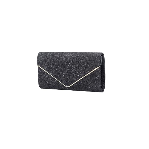 CORIOS Damen Clutch Glänzende Pailletten Abendtaschen Envelope Handtasche Hochzeit Brautbörse Schultertasche mit Abnehmbarer Kette Elegante Umhängetasche Schwarz von CORIOS