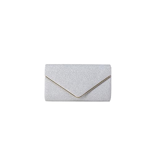 CORIOS Damen Clutch Glänzende Pailletten Abendtaschen Envelope Handtasche Hochzeit Brautbörse Schultertasche mit Abnehmbarer Kette Elegante Umhängetasche Silber von CORIOS