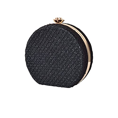 CORIOS Damen Clutch Rund Abendtasche Elegant Handtasche Abnehmbarer Kette Schultertasche Luxus Portemonnaie Tasche Brauttasche Messenger Bag für Hochzeit Abendparty Tanzparty Bankett Schwarz von CORIOS