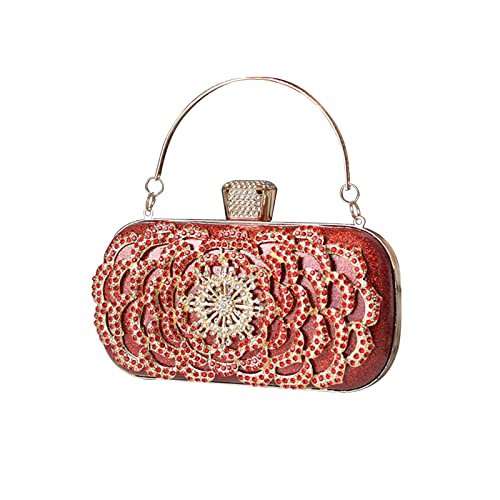 CORIOS Damen Clutch Strass Abendtasche Glitzer Diamant Handtasche Abnehmbarer Kette Tasche Elegante Schultertasche Kleine Umhängetasche für Hochzeit Party Abschlussball Rot von CORIOS