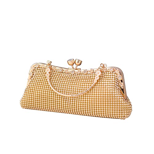 CORIOS Damen-Clutch Strasssteine Abendtasche Strass Handtasche Diamant Schultertasche Klein Tasche Elegante Umhängetasche für Hochzeit Abschlussball Bankett-Party Gold von CORIOS