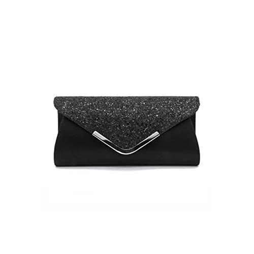 CORIOS Damen Clutch Tasche Envelope Abendtasche Pailletten Henkeltasche Glitzer Hochzeit Brautbörse Glänzend Umhängetasche Elegante Schultertasche für Hochzeit Abschlussball Bankett-Party Schwarz von CORIOS