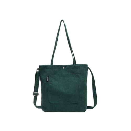 CORIOS Damen Cord Schultertasche Große Kapazität Handtasche Tragetasche Casual Henkeltasche Umhängetasche Retro Tote Beutel Multifunktionale Henkeltaschen Grün von CORIOS