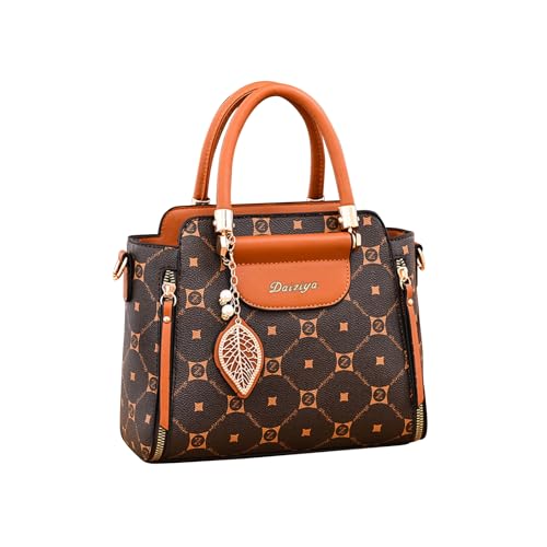 CORIOS Damen Elegant Handtasche PU Leder Schultertasche Wasserdicht Umhängetasche Klein Henkeltasche Mode Tragetasche Tote Beutel Reisen Büro Einkaufen Arbeit Alltag Henkeltaschen Kaffee und Erdgelb von CORIOS