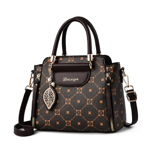 CORIOS Damen Elegant Handtasche PU Leder Schultertasche Wasserdicht Umhängetasche Klein Henkeltasche Mode Tragetasche Tote Beutel Reisen Büro Einkaufen Arbeit Alltag Henkeltaschen Kaffee und Kaffee von CORIOS