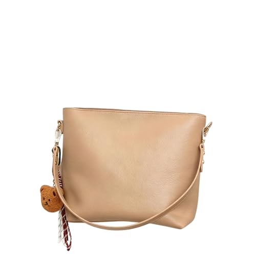 CORIOS Damen Elegant Umhängetasche PU Leder Handtasche Mode Tote Beutel Schultertasche Klein Henkeltasche Tragetasche Reisen Büro Einkaufen Arbeit Alltag Henkeltaschen Apricot von CORIOS