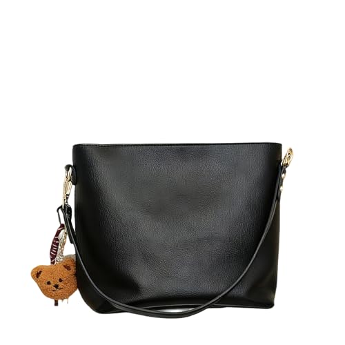 CORIOS Damen Elegant Umhängetasche PU Leder Handtasche Mode Tote Beutel Schultertasche Klein Henkeltasche Tragetasche Reisen Büro Einkaufen Arbeit Alltag Henkeltaschen Schwarz von CORIOS
