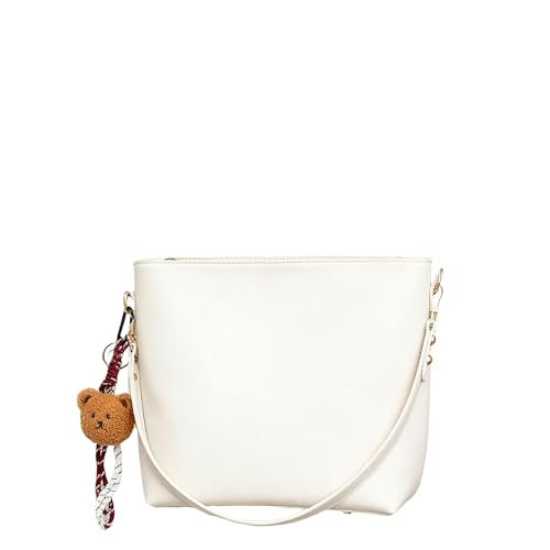 CORIOS Damen Elegant Umhängetasche PU Leder Handtasche Mode Tote Beutel Schultertasche Klein Henkeltasche Tragetasche Reisen Büro Einkaufen Arbeit Alltag Henkeltaschen Weiß von CORIOS