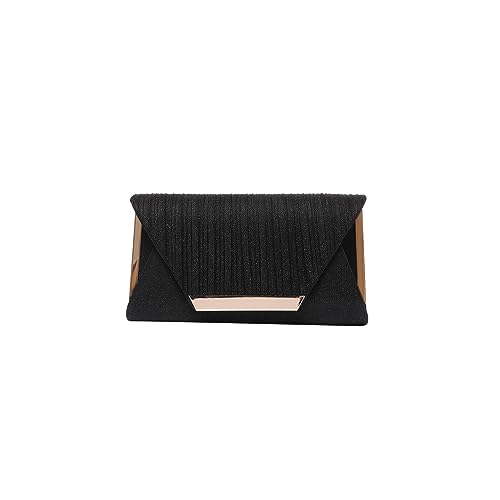 CORIOS Damen Envelope Abendtasche Pailletten Clutch Tasche Glänzend Hochzeit Brautbörse Elegante Schultertasche Kette Umhängetasche Glitzer Henkeltasche Schwarz von CORIOS