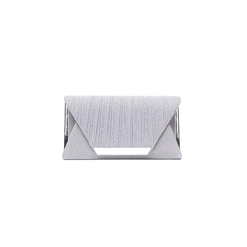 CORIOS Damen Envelope Abendtasche Pailletten Clutch Tasche Glänzend Hochzeit Brautbörse Elegante Schultertasche Kette Umhängetasche Glitzer Henkeltasche Silber von CORIOS