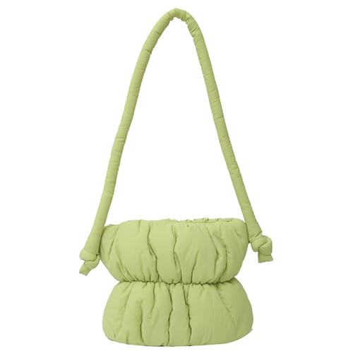 CORIOS Damen Gepolsterte Gesteppte Handtasche Daunentasche Leichte Daunen Baumwolle Tragetasche Puffer Stepptasche Puffy Hobo Geldbörse Klein Henkeltasche Schultertasche Alltag Tote Beutel Hellgrün von CORIOS
