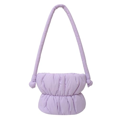 CORIOS Damen Gepolsterte Gesteppte Handtasche Daunentasche Leichte Daunen Baumwolle Tragetasche Puffer Stepptasche Puffy Hobo Geldbörse Klein Henkeltasche Schultertasche Alltag Tote Beutel Lila von CORIOS