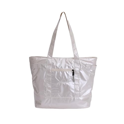 CORIOS Damen Gepolsterte Gesteppte Handtasche Puffer Schultertasche Stepptasche Große Tote Beutel Gross PU-Leder Henkeltasche Stoffbeutel Leichtgewicht Reisen Arbeit Tragetasche Beige von CORIOS