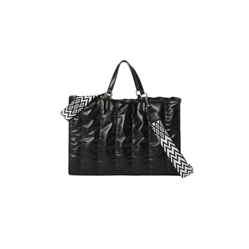 CORIOS Damen Gepolsterte Gesteppte Handtasche Puffer Schultertasche Stepptasche PU-Leder Umhängetasche Gross Henkeltasche Stoffbeutel Große Tote Beutel Tragetasche Schwarz von CORIOS