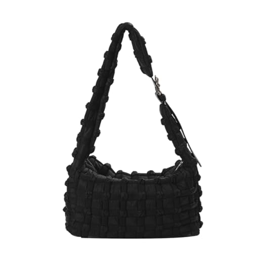 CORIOS Damen Gepolsterte Gesteppte Schultertasche Puffer Umhängetasche Stepptasche Nylon Handtasche Gross Henkeltasche Stoffbeutel Elegant Tote Beutel Leichtgewicht Arbeit Reisen Tragetasche Schwarz von CORIOS
