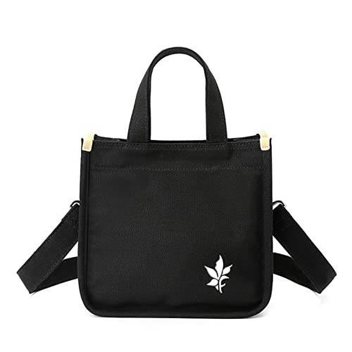 CORIOS Damen Handtasche Canvas Umhängetasche Schultertasche Casual Henkeltasche Tragetasche Multifunktionale Henkeltaschen Tote Beutel für Arbeit Schule Shopper Reise Alltag Schwarz A von CORIOS