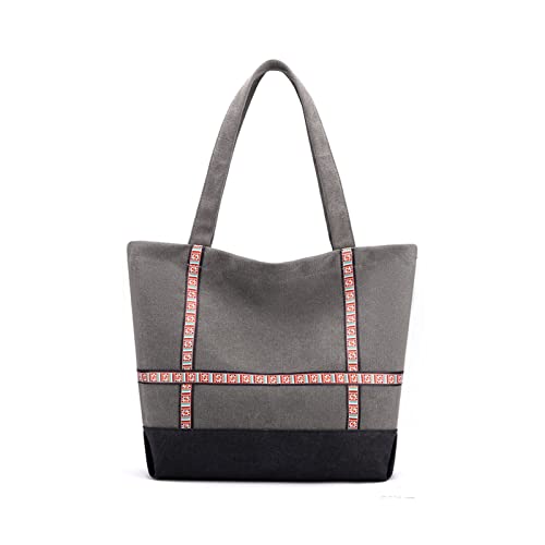 CORIOS Damen Henkeltaschen Canvas Tote Beutel Multifunktionale Henkeltasche Große Kapazität Schultertasche Casual Handtasche Tragetasche für Arbeit Schule Reise Shopper Grau von CORIOS