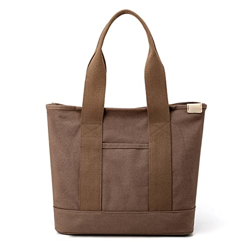 CORIOS Damen Henkeltaschen Canvas Tragetasche Große Kapazität Handtasche Multifunktionale Schultertasche Casual Tote Beutel Henkeltasche für Arbeit Schule Reise Shopper Dunkelbraun von CORIOS