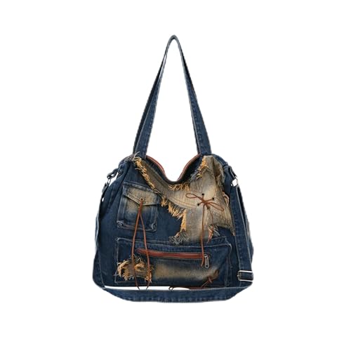 CORIOS Damen Jeans Umhängetasche Große Handtasche Leichtgewicht Schultertasche Casual Tragetasche Retro Henkeltaschen Multifunktionale Tote Beutel für Shopper Reise Arbeit Alltag Blau von CORIOS