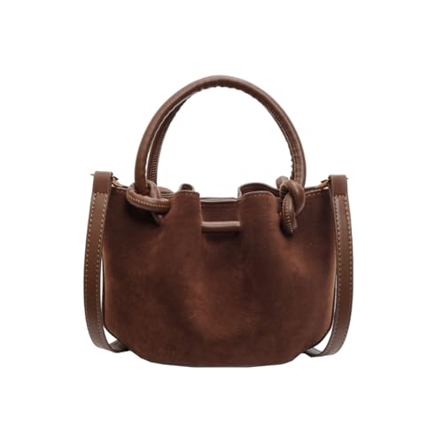 CORIOS Damen Kordelzug Eimer Taschen PU Leder Schultertaschen Wasserdicht Umhängetaschen Kleine Kapazität Handtasche Mode Tote Beutel Tragetasche Elegant Henkeltaschen Messenger-Tasche Braun von CORIOS