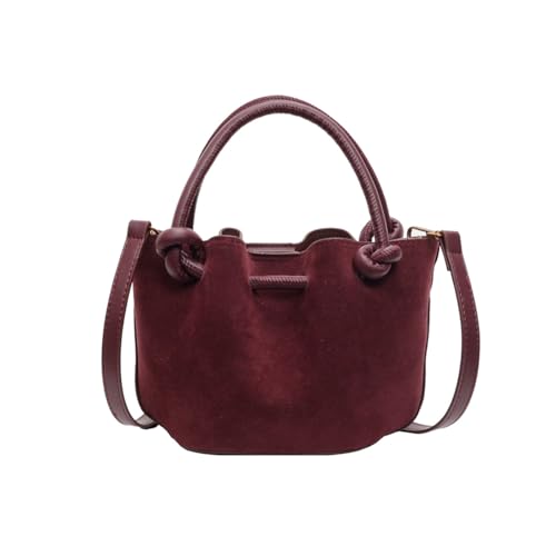 CORIOS Damen Kordelzug Eimer Taschen PU Leder Schultertaschen Wasserdicht Umhängetaschen Kleine Kapazität Handtasche Mode Tote Beutel Tragetasche Elegant Henkeltaschen Messenger-Tasche Rot von CORIOS