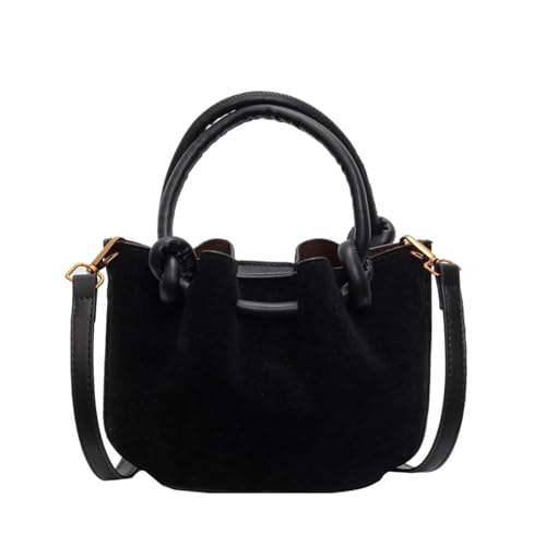 CORIOS Damen Kordelzug Eimer Taschen PU Leder Schultertaschen Wasserdicht Umhängetaschen Kleine Kapazität Handtasche Mode Tote Beutel Tragetasche Elegant Henkeltaschen Messenger-Tasche Schwarz von CORIOS