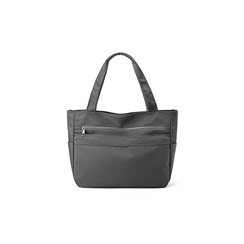 CORIOS Damen Nylon Handtasche Wasserdicht Schultertasche Casual Henkeltasche Multifunktionale Tote Beutel Leicht Tragetasche für Arbeit Einkaufen Alltag Schule Reise Grau von CORIOS
