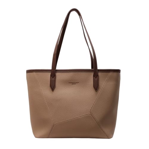 CORIOS Damen PU Leder Schultertasche Elegante Handtasche mit Patchwork Design Große Kapazität Aktentasche für Büro Reise Arbeit Khaki von CORIOS