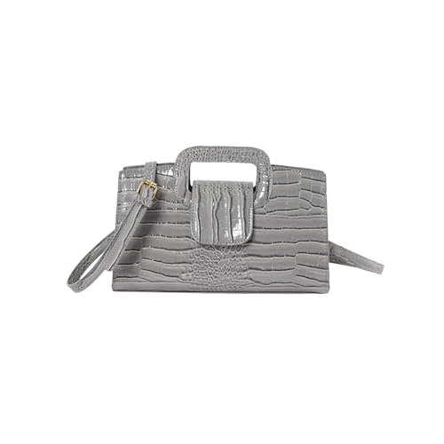 CORIOS Damen PU Leder Schultertaschen Krokodil-Muster Henkeltaschen Wasserdicht Umhängetaschen Mittlere Tragetasche Messenger-Tasche Retro Tote Beutel Elegant Handtasche Grau von CORIOS