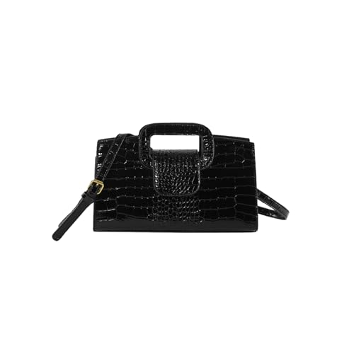 CORIOS Damen PU Leder Schultertaschen Krokodil-Muster Henkeltaschen Wasserdicht Umhängetaschen Mittlere Tragetasche Messenger-Tasche Retro Tote Beutel Elegant Handtasche Schwarz von CORIOS