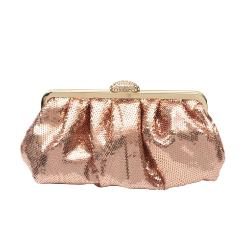 CORIOS Damen Pailletten Abendtasche Elegante Diamant Schultertasche Glänzend Strass Portemonnaie Tasche Hochzeit Brautbörse Handtasche Vintage Clutch Tasche Kette Umhängetasche Champagner von CORIOS