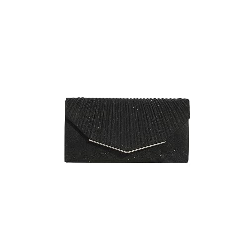 CORIOS Damen Pailletten Clutch Tasche Envelope Abendtasche Glitzer Henkeltasche Glänzend Hochzeit Brautbörse Elegante Schultertasche Kette Umhängetasche für Bankett-Party Abschlussball Schwarz von CORIOS