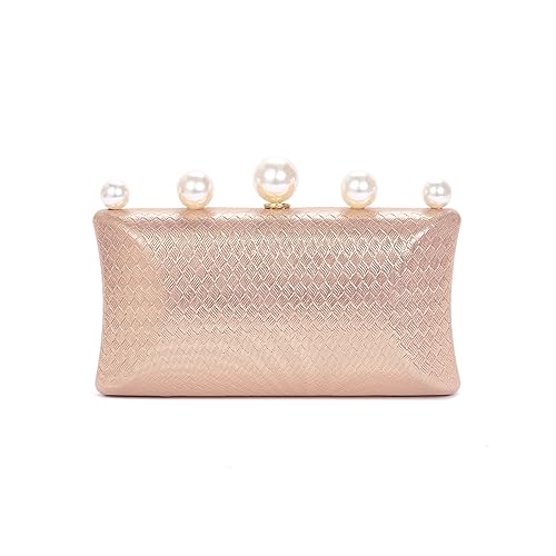 CORIOS Damen Perlen Abendtasche Luxus Clutch Tasche Hochzeit Brautbörse Geldbörse Umhängetasche Portemonnaie Tasche Kette Schultertasche Elegante Handtasche Gold von CORIOS