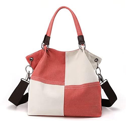 CORIOS Damen Schultertasche Canvas Handtasche Große Kapazität Umhängetasche Casual Tragetasche Multifunktionale Tote Beutel Henkeltaschen für Schule Arbeit Reise Shopper Rot von CORIOS