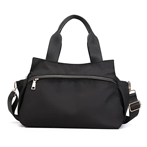 CORIOS Damen Schultertasche Handtasche Nylon Umhängetasche Wasserdicht Henkeltasche Casual Tote Beutel Multifunktionale Tragetasche für Arbeit Schule Einkaufen Reise Alltag Schwarz von CORIOS