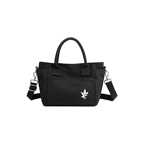 CORIOS Damen Umhängetasche Canvas Handtasche Casual Schultertasche Henkeltasche Multifunktionale Tote Beutel Mittlere Kapazität Tragetasche Arbeit Shopper Schule Alltag Reise Henkeltaschen Schwarz von CORIOS