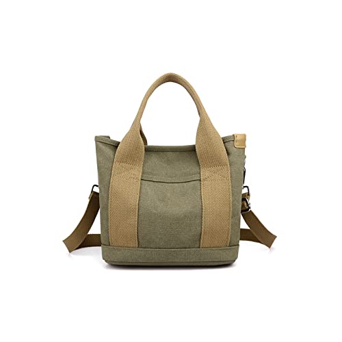 CORIOS Damen Umhängetasche Canvas Handtasche Schultertasche Kleine Kapazität Henkeltaschen Casual Tragetasche Multifunktionale Tote Beutel für Schule Shopper Arbeit Reise Armeegrün von CORIOS