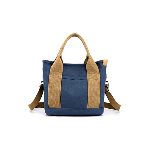 CORIOS Damen Umhängetasche Canvas Handtasche Schultertasche Kleine Kapazität Henkeltaschen Casual Tragetasche Multifunktionale Tote Beutel für Schule Shopper Arbeit Reise Dunkelblau von CORIOS