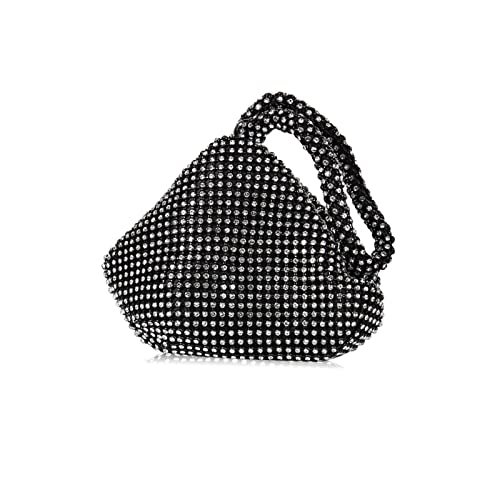 CORIOS Dreieckige Abendtasche Damen Unterarmtasche Shiny Strass Handtasche Diamant Clutch Bag Klein Tasche Schultertasche Glitzer Umhängetasche für Hochzeit Bankett-Party Abschlussball Schwarz von CORIOS